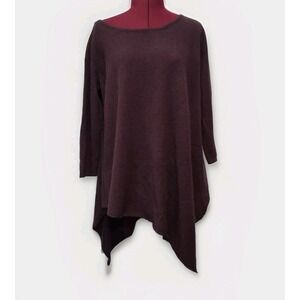 Ply Cashmere Sweater Womens Sm Asymmetrical Lagenlook Oversize Purple Aubergine